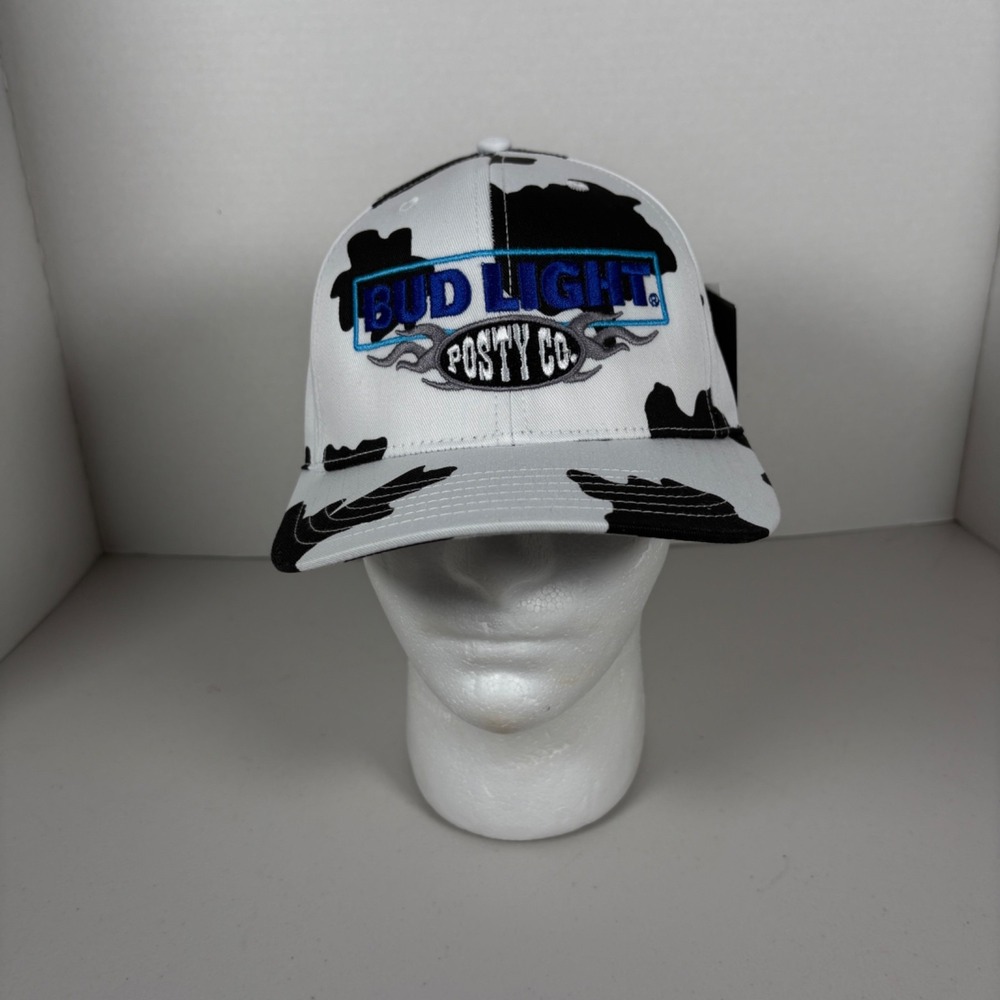 Post Malone x Bud Light Cow Print White Posty Co. Snapback Hat Stagecoach NWT